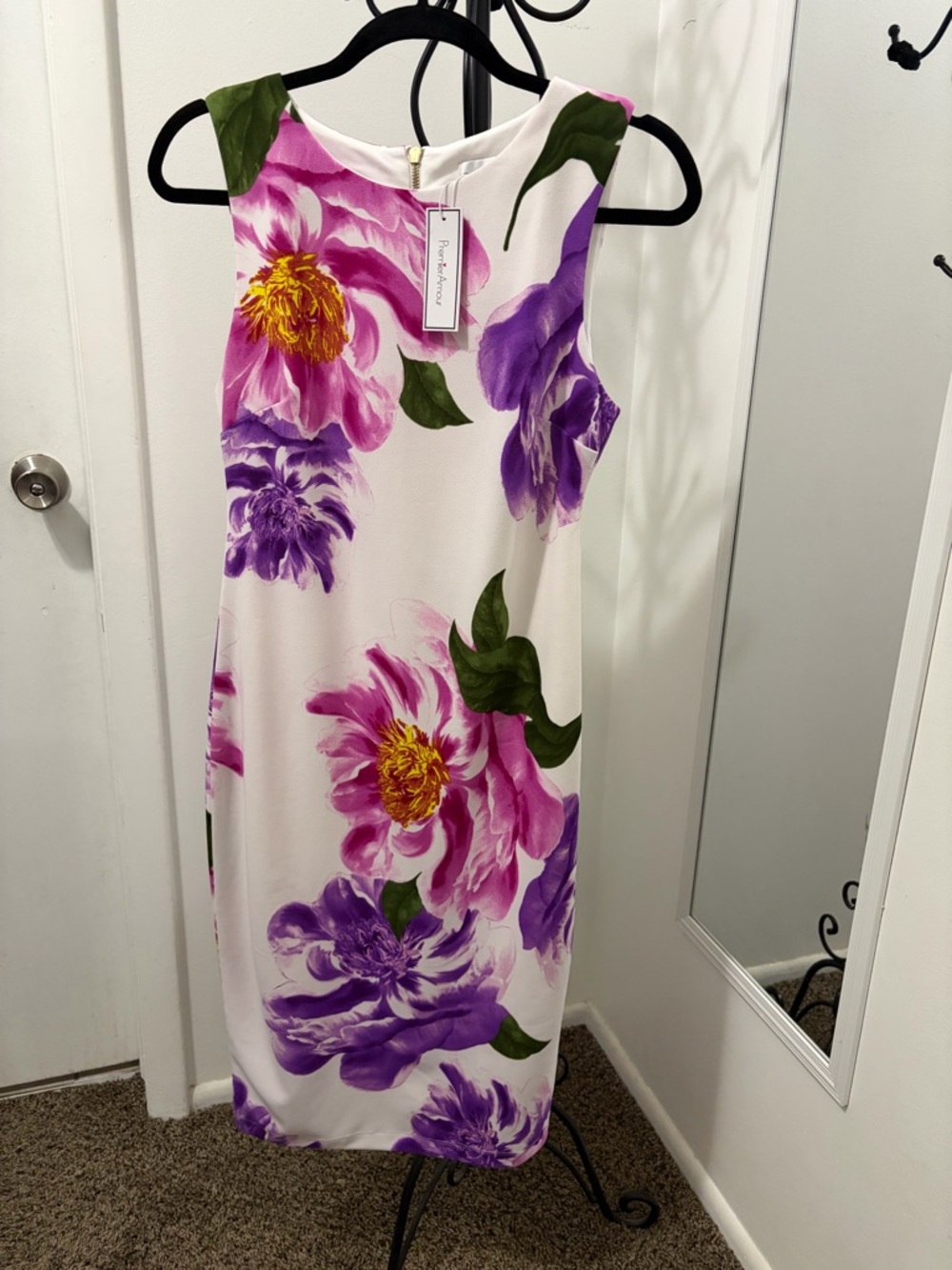 Premier Amour Cream Dress with Pink & Purple Floral Print